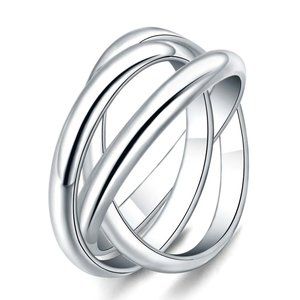 Stunning Homage " Trinity Love Ring " 925 Sterling Silver